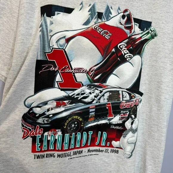 Vtg 90s Dale Earnhardt Jr Coca Cola Racing Shirt Polar Bear L New - Picture 3 of 12